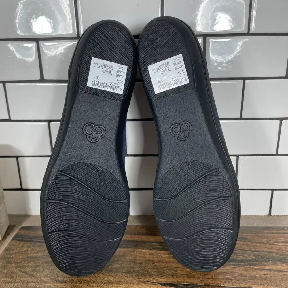 Clarks Ayla Low Shoes Womens Size 9 Navy Cloudsteppers Casual Comfort Slip On